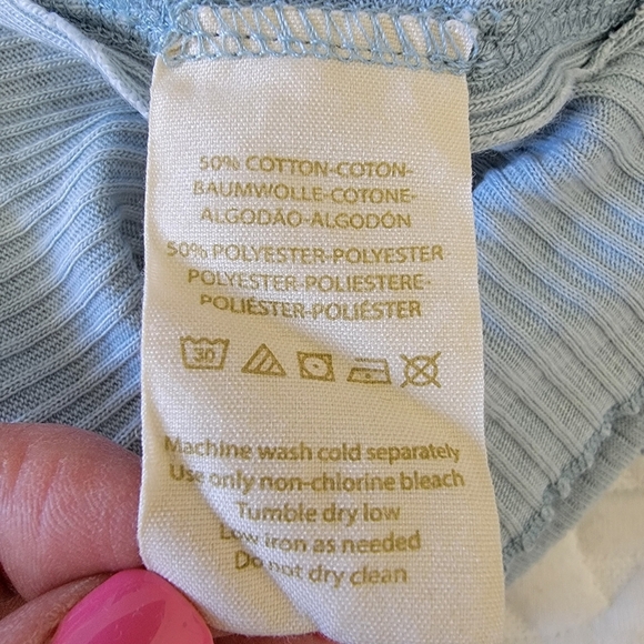 Free People We The Free Light Blue Long Sleeve Relaxed Fit Ribbed Knit Top S - Picture 8 of 10